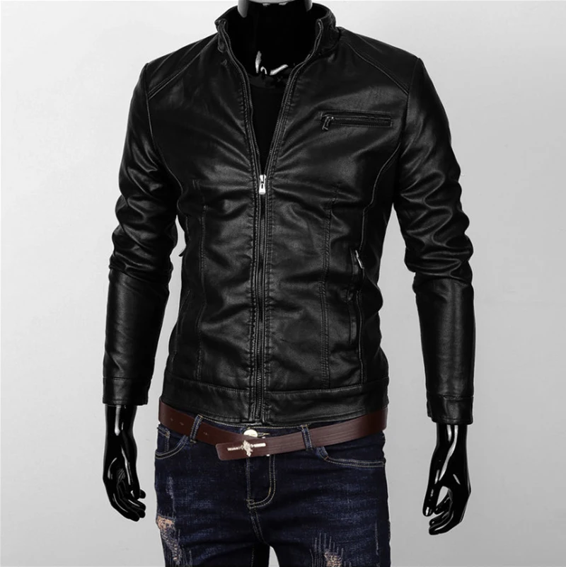 

2020 PU Biker Jacket Men New Casual Motorcycle Leather Jacket Male Zippers Black Coats Jaqueta De Couro Masculina Men Clothing