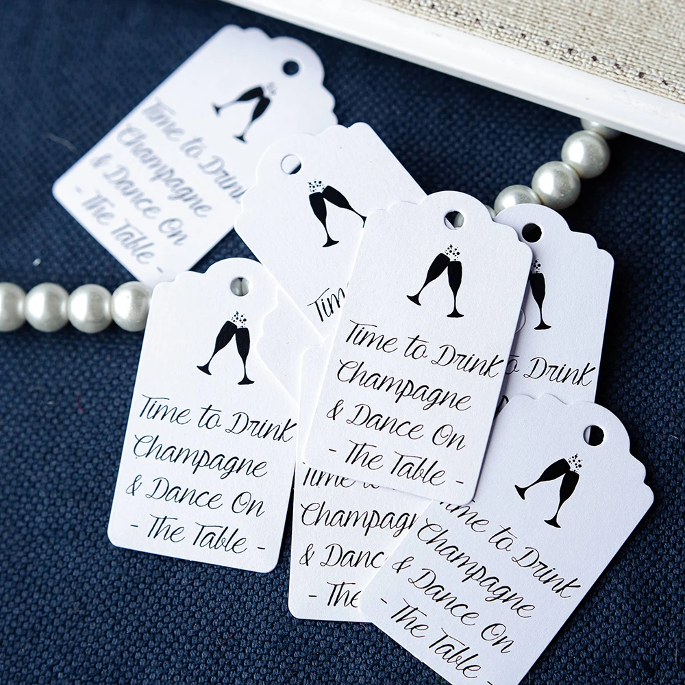 

200 pcs 3.5x6.2cm paper label Rehearsal Dinner Cheers Tag Wine Holiday Box Gift Key Candy Wedding Flowers Personalized Labels