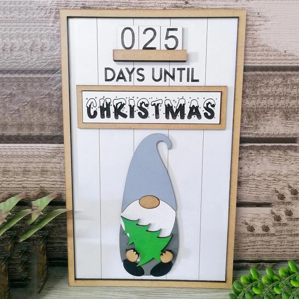 Calendar Gnome Door Sign House Number Holiday Countdown Tool Family Logo Wooden Ornament Decorations Christmas Thanksgiving |