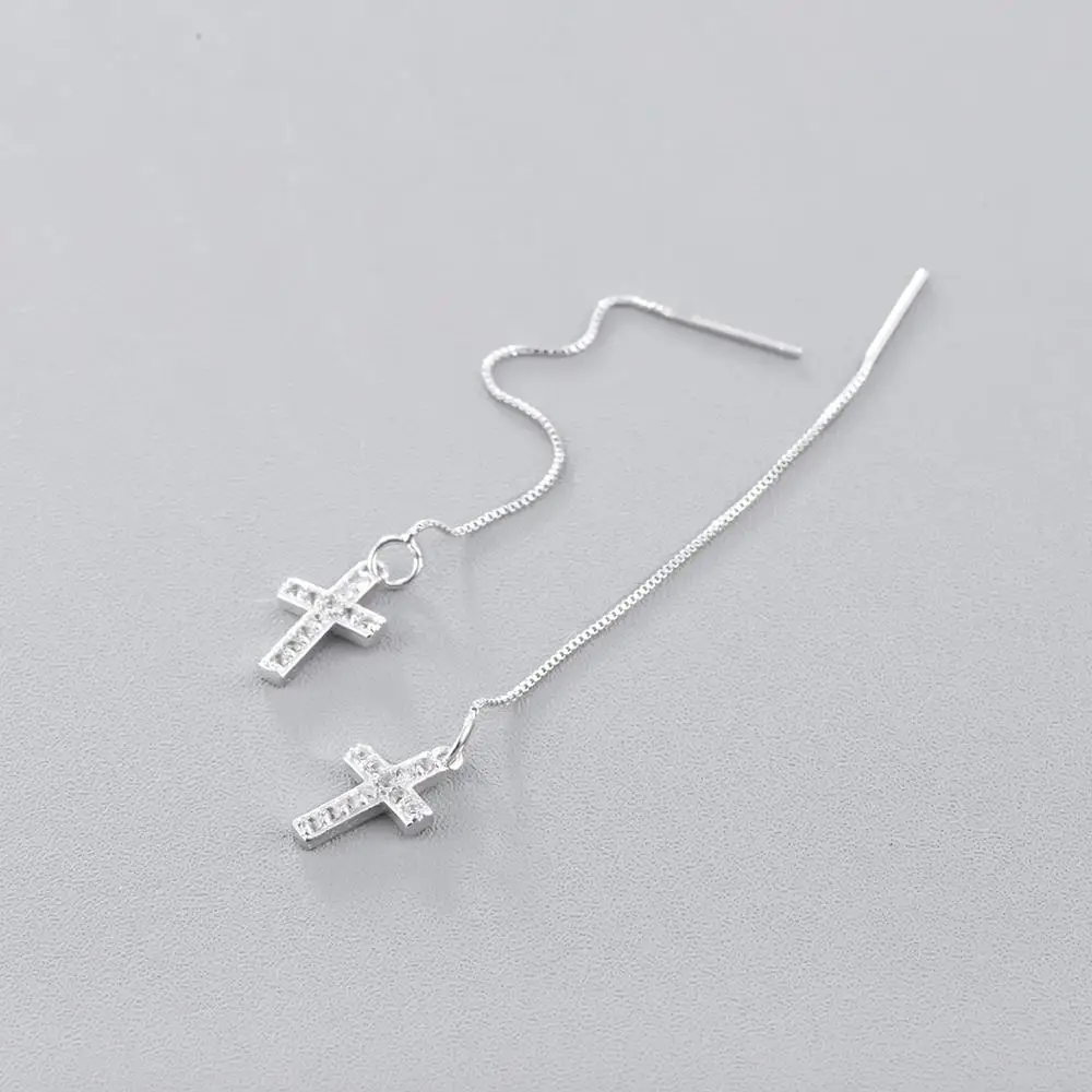 QIAMNI очаровательные хрустальные кресты с кисточками висячие серьги женские