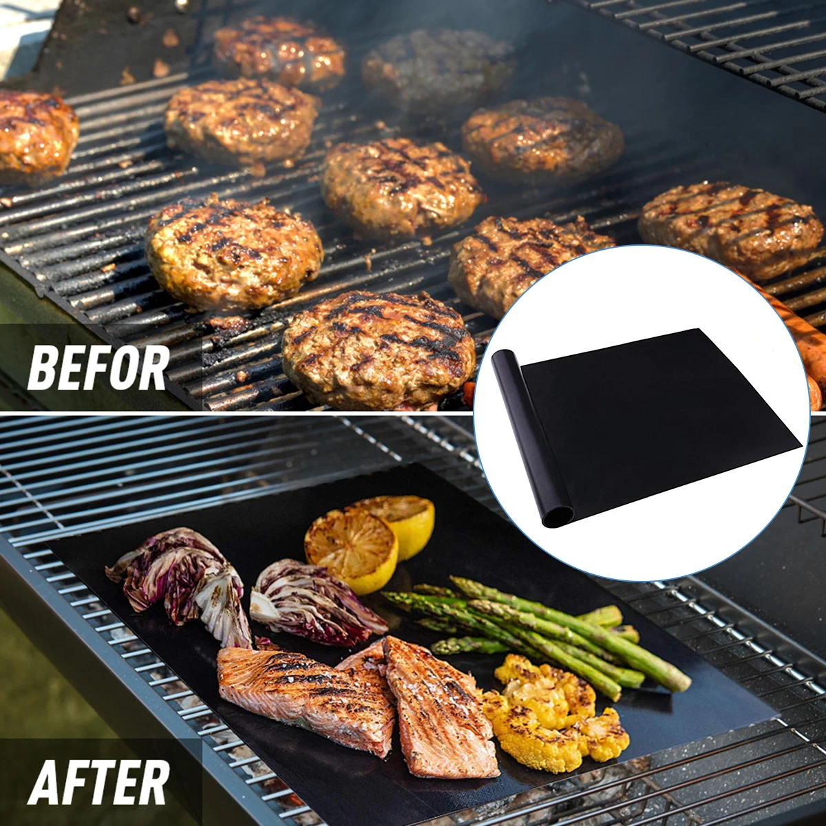 Non-Stick BBQ Grill Mat Baking Cooking Grilling Sheet Heat Resistance Easily Cleaned Kitchen Tools 40X33/40X50CM |