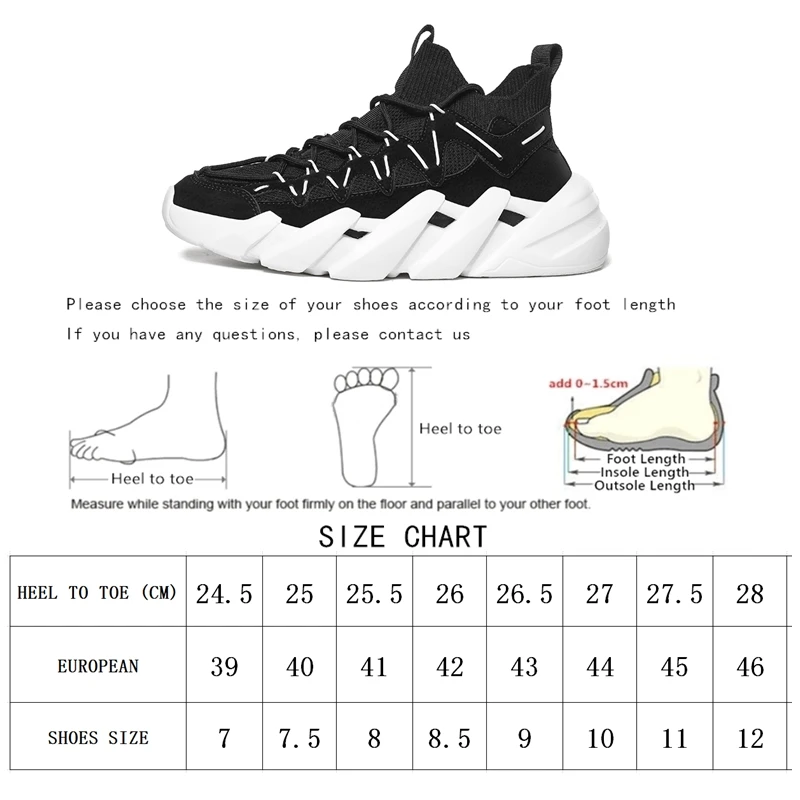 

Brand Rubber Platform Chunky Sneakers Breathable Casual Men Sport Shoes Zapatillas Hombre For Jogging Size 39-46 High Quality