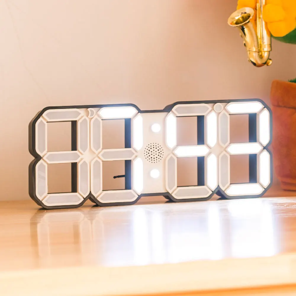 1set 3d led digital alarm clock multi function electronic wall alarm clock 3 adjustable brightness for home office desk free global shipping
