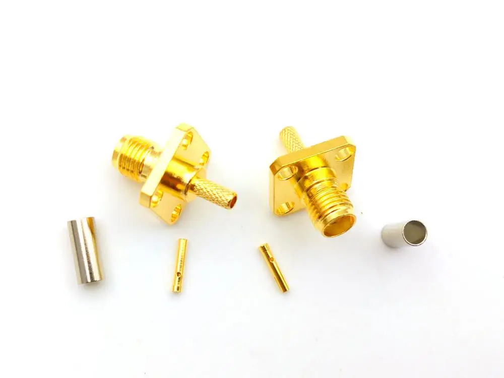 100 шт. RF коаксиальный разъем SMA для монтажа на панели 4 отверстия кабеля RG316 RG174 |