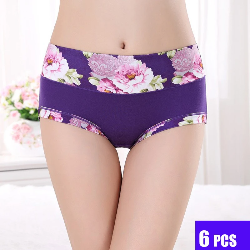 

6pcs/lot Underwear Women Panties Sexy Cotton Girls Briefs Printed Intimate Plus Size Underwear Lady Breathable Underpants