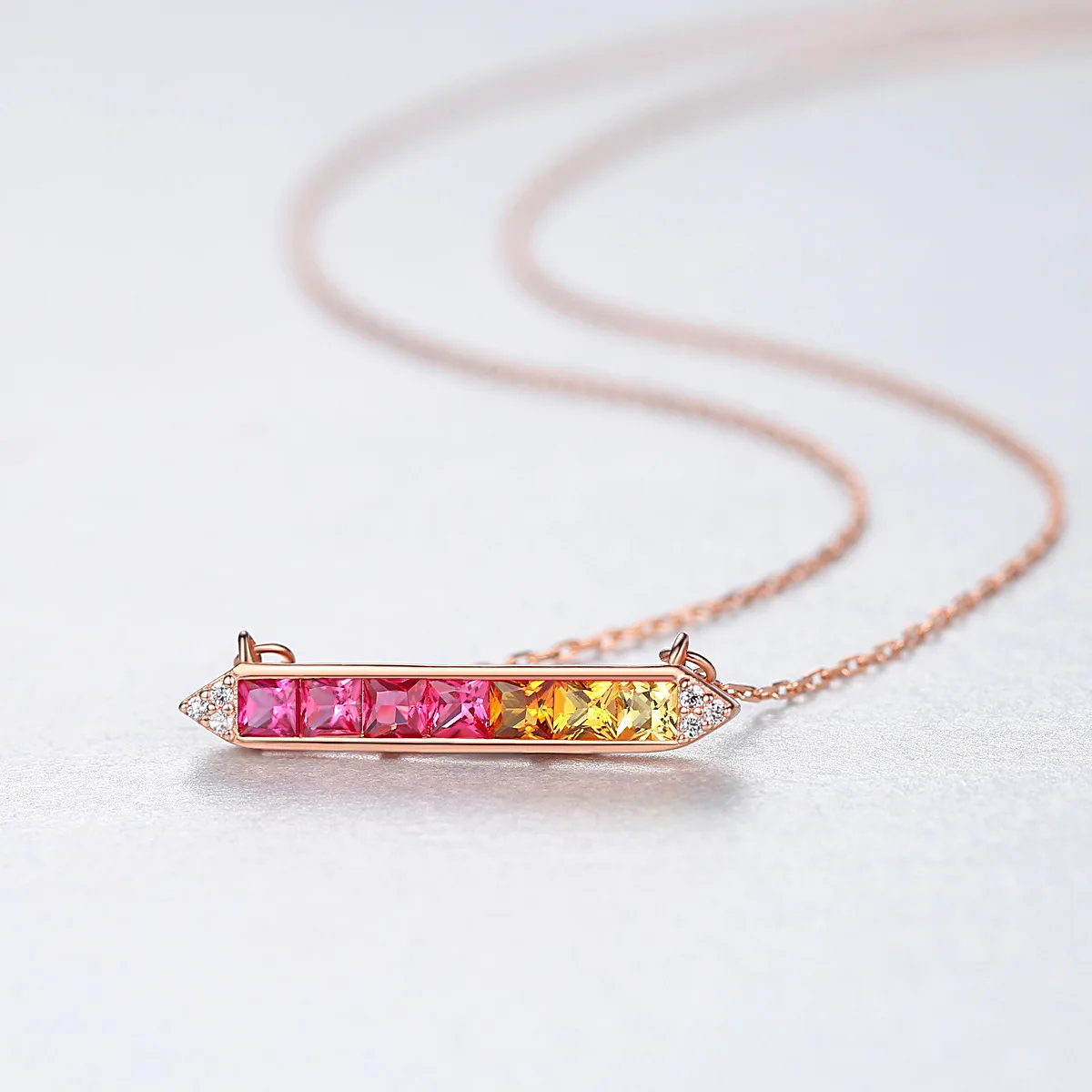 

Shipei Romanitc Cute 925 Sterling Silver Ruby Citrine Gemstone Wedding Engagement Fine Jewelry Rose Gold Pendant Necklace