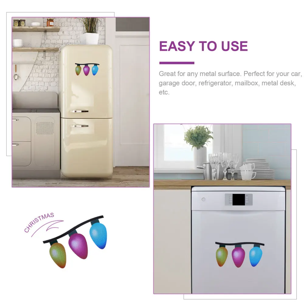 

3 Packs Reflective Christmas Car Magnets Set Xmas Holiday Light Bulb Magnets