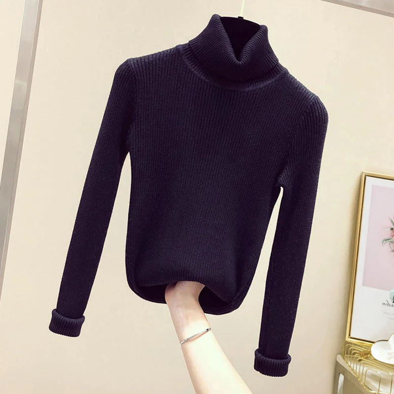 

2020 Winter Women Sweaters And Pullovers Turtleneck Long Sleeve Knitted Sweater Elastic Autumn Casual Female Jumper Tops Pull