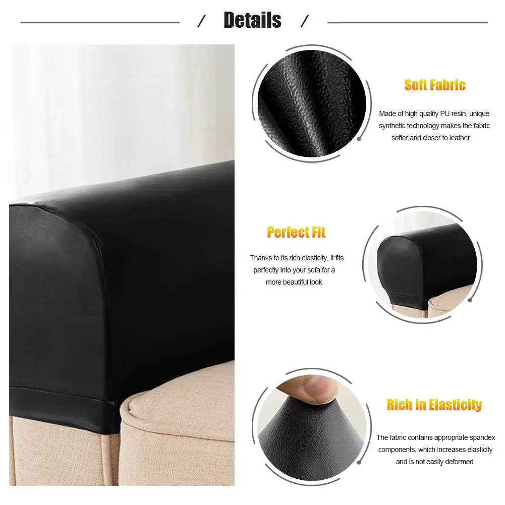 2 комплекта черный эластичный чехол на диван из искусственной кожи защита