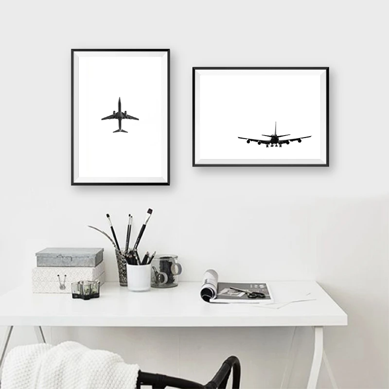 

Wall Art Canvas Painting Black White Poster Airplane Photo Prints Scandinavian Wall Pictures Minimalism Living Room Home Decor