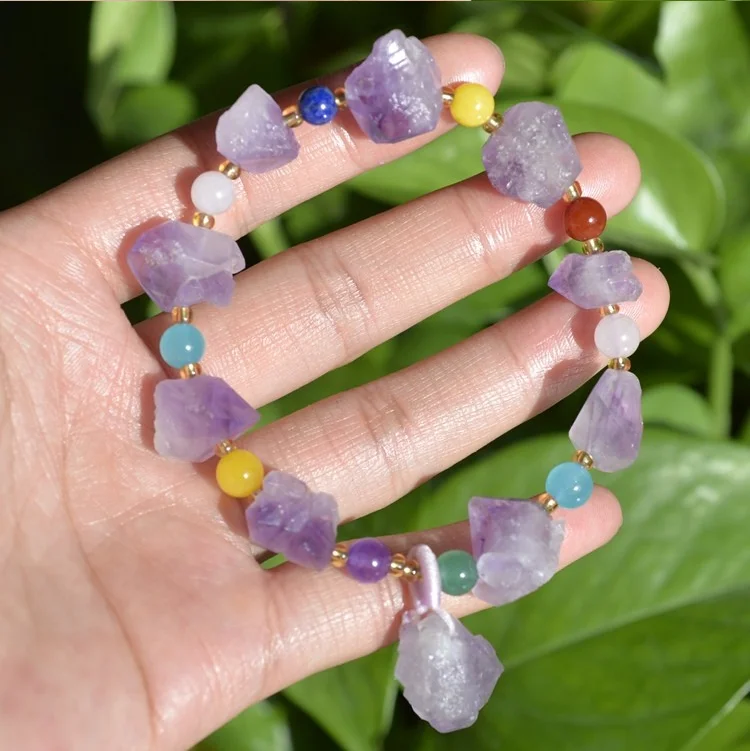 Натуральный Лавандовый аметистовый браслет женщина отправляет друзей чтобы