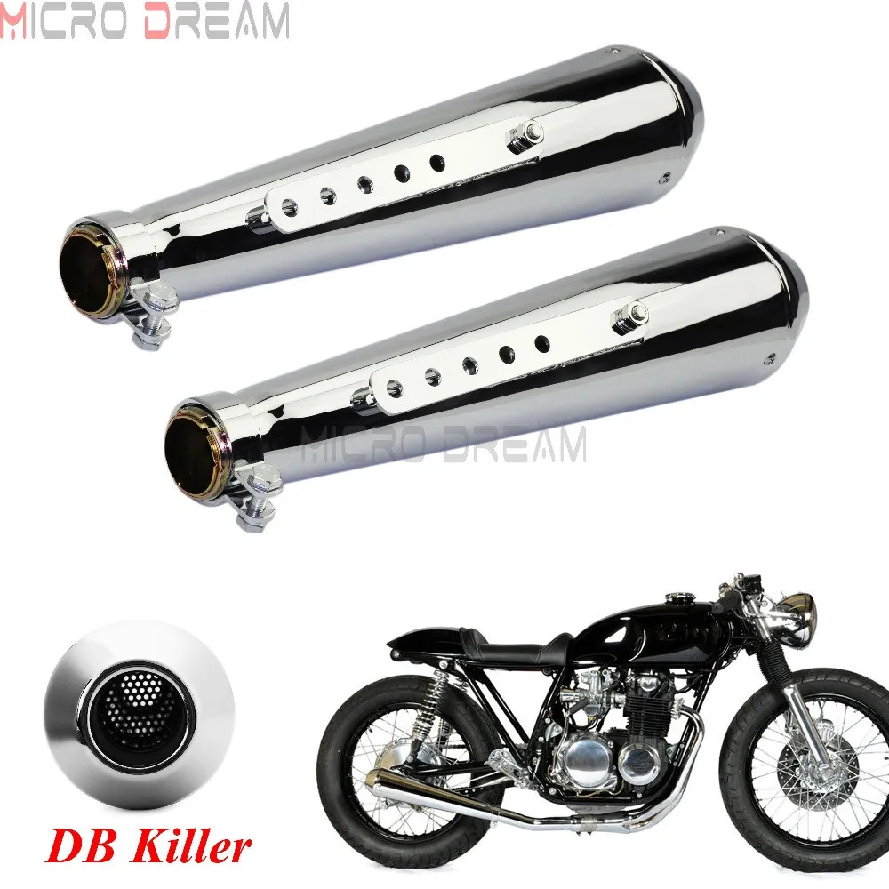 

18'' Chrome Exhuast Pipe 2pcs Motorcycles Muffler 1 5/8" &1 1/2"& 1 7/16" For Kawasaki Yamaha Honda Cafe Racer Choppers Custom