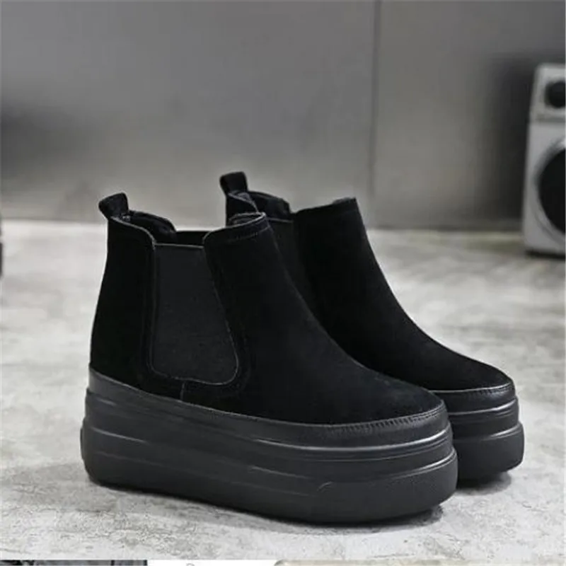 Женские Брендовые ботильоны на высокой платформе осенне-зимние туфли из