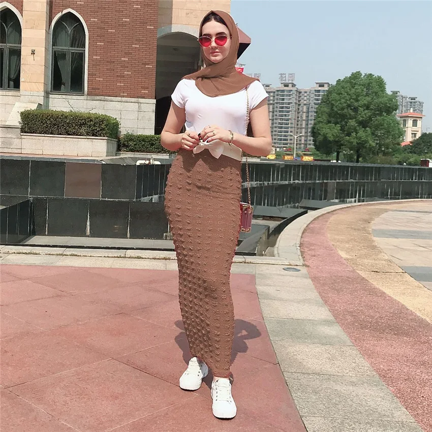 Мусульманская женская юбка облегающее эластичное длинное платье карандаш макси