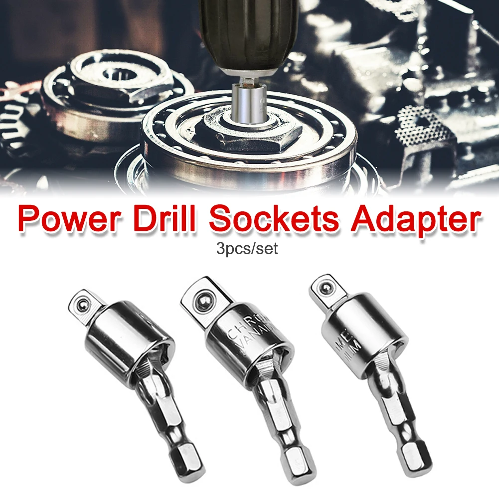 

3pcs/set Impact Driver Hex Shank Rod Converter Tools Accessory Extension Sleeve Power Drill Sockets Adapter Wrench 360 Rotatable