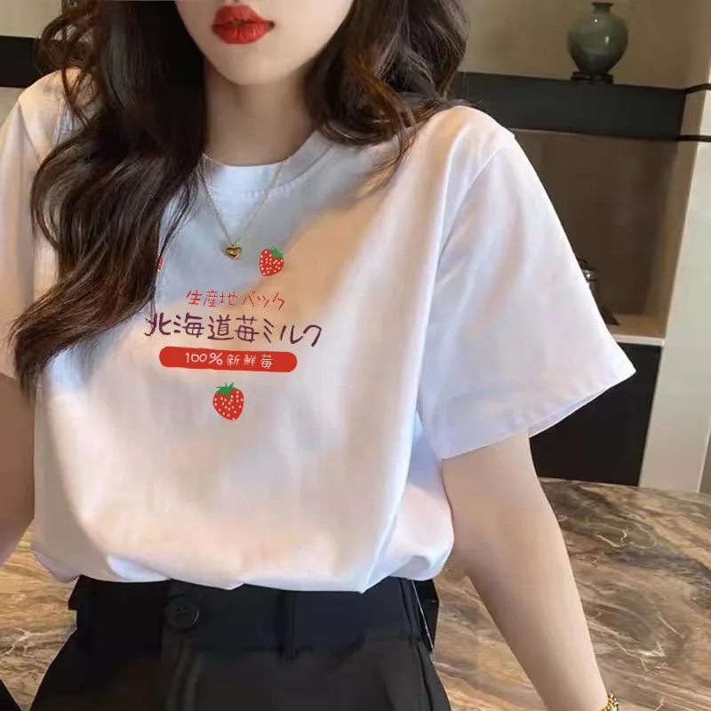 

2021 Women's Oversized T-shirt Cute Braid Girl Printed Shirt O-Neck Short Sleeve T-shirt Summer Anime T-shirt Female Crotops