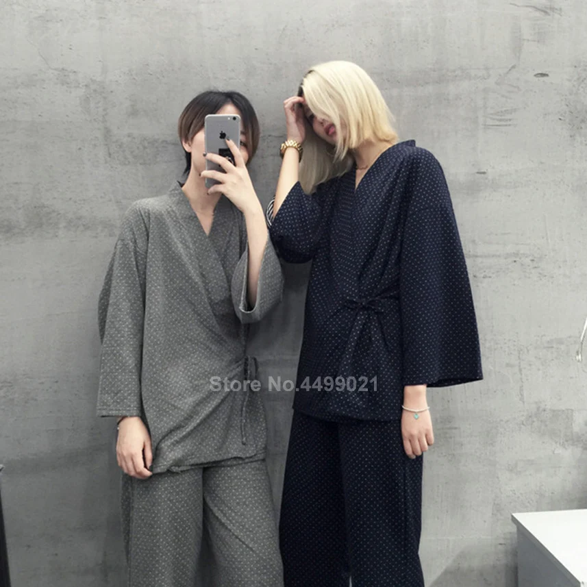 Пижамный комплект унисекс в японском стиле мужское кимоно хлопковая удобная