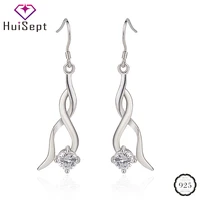 huisept 925 silver earrings jewelry zircon gemstonetassel twist drop earrings for female wedding engagement party gift ornaments