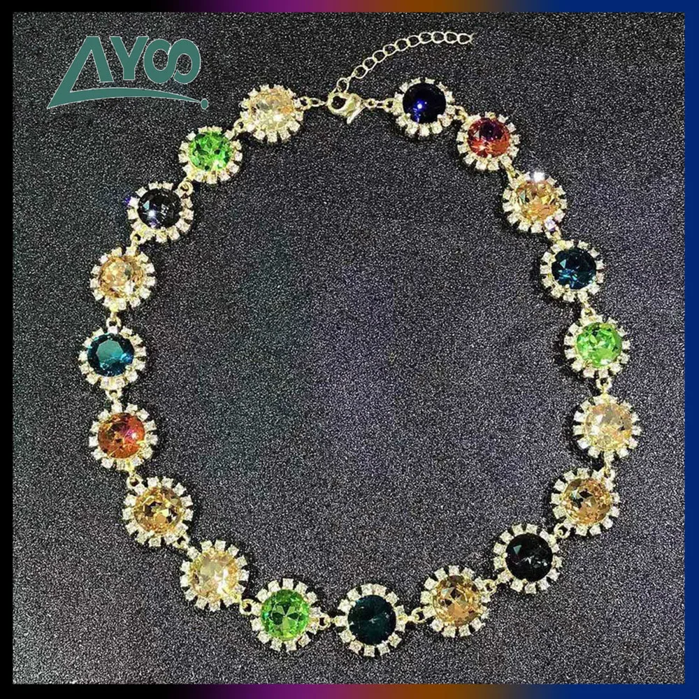

SWA Fashion Jewelry High Quality Luxury New Fashion Fashion Charm Jewelry Retro Baroque Contrast Crystal Ladies Necklace
