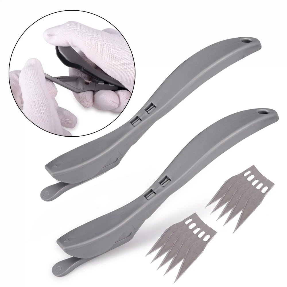 

EHDIS 2pcs Carbon Film Vinyl Cutter Knife Car Foil Wrapping Paper Slitter Window Tint Decal Cutting Tool With 10pcs Spare Blades