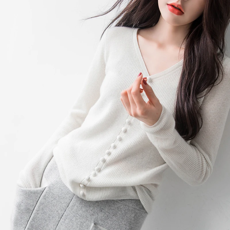 Новинка 2019 теплые свитера для женщин v-образный вырез длинный рукав кашемир и