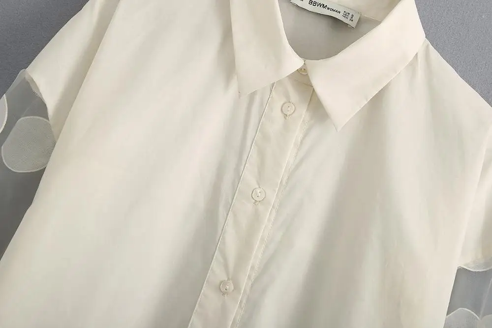 Женская блузка с цветочным принтом ANZA винтажный Повседневный белый шифоновый