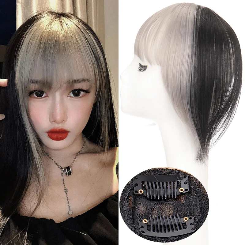 

stitching air French bangs Clip In Hair Hairpiece Synthetic Fake Bangs Two-color Clip In Hair Extensions Clip In Hair Pieces