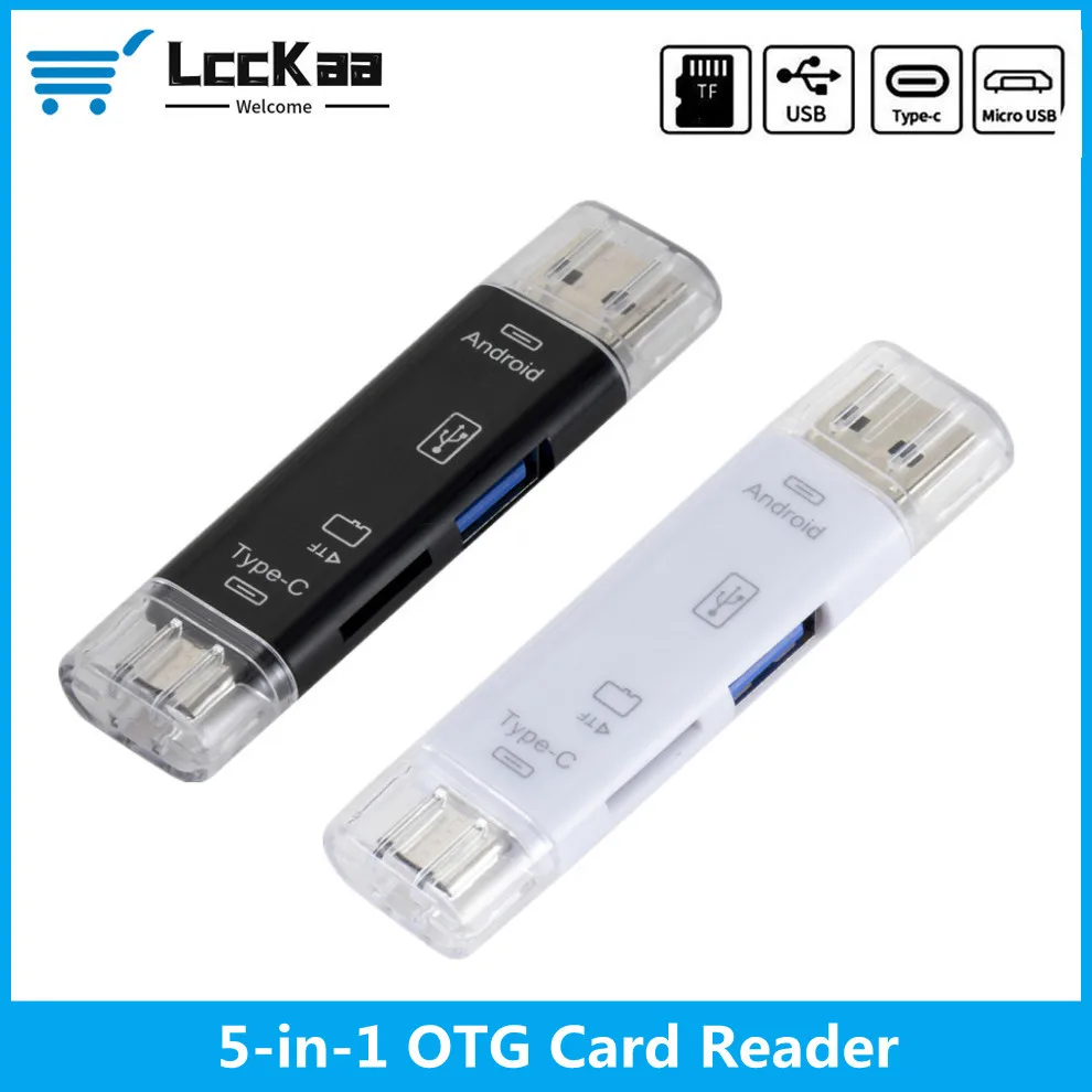 

LccKaa Type C&Micro USB 5 In 1 OTG Card Reader Flash Drive High-speed USB3.0 Universal OTG TF Card for Android phone Computer