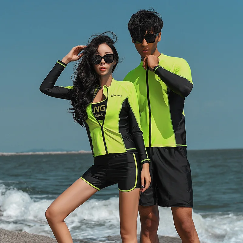 

2020 Diving Suit Split Type Quick Drying Clothes Sun-Resistant Jellyfish Men Women Long-Sleeved Swimsuit Three-Piece Set /30