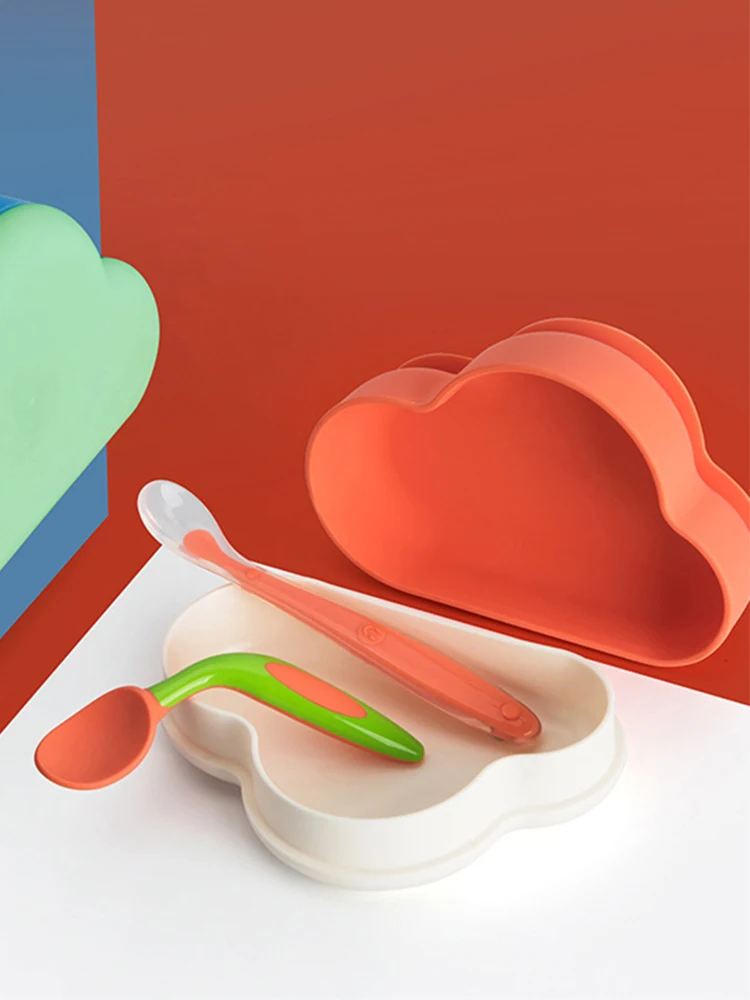 

Children's Dishes Baby Silicone Sucker Bowl Baby Smile Face Plate Tableware Set Cartoon animal Baby Tableware Set Kids Plate