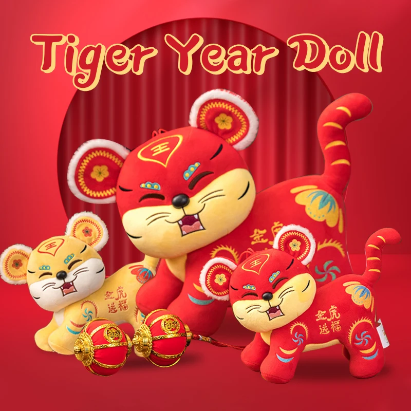 

2022 Year Of The Tiger Mascot Plush Toy Doll Chinese New Year Zodiac Plush Tiger Toys Gift Xmas Decor Party Cute Pendant