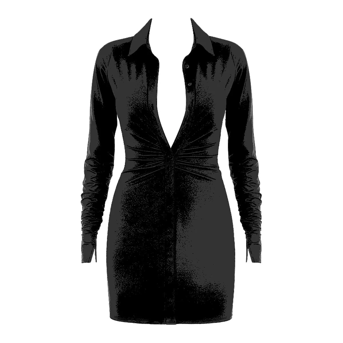 

2021 Autumn and Winter New Women's Sexy Fashion Pleated Cardigan Long-sleeved Shirt Skirt Dress Women