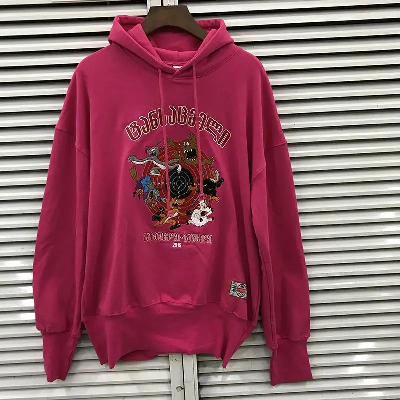 

Casual Vetements Hoodies Men Women Black Red Gray Cartoon Monster Embroidery Autumn Winter Vetements Pullover Sweatshirts