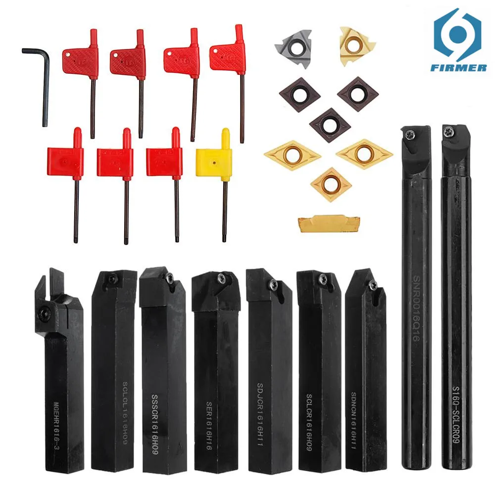 

9pcs 16mm Shank Lathe Boring Bar Turning Tool Holder Set With Carbide Inserts CNC Cutting Tool Holder Lathe Machine Tool Set