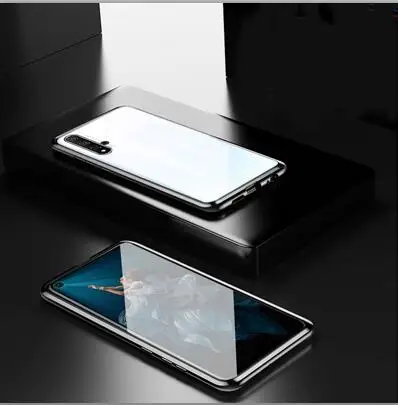 Роскошный Магнитный адсорбционный чехол для huawei Honor 20 S, металлическая рамка, Doubl, боковая стеклянная крышка, Honor20S, защитный чехол для телефона, оболочка - Цвет: Серебристый