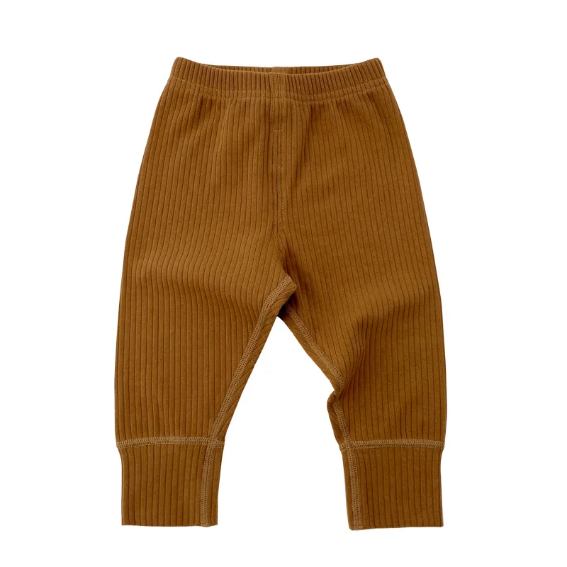 Infant Toddler Stretch Pants Casual Trousers Unisex Spring Autumn Bottoming Pants for Kids Solid Color Ribbed Leggings Baby 2021