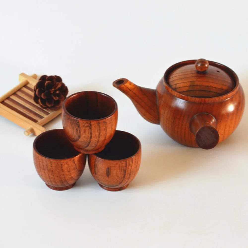 

4pcs Eco-friendly Japan Style Wood Cup for Sake Tea Coffee Water