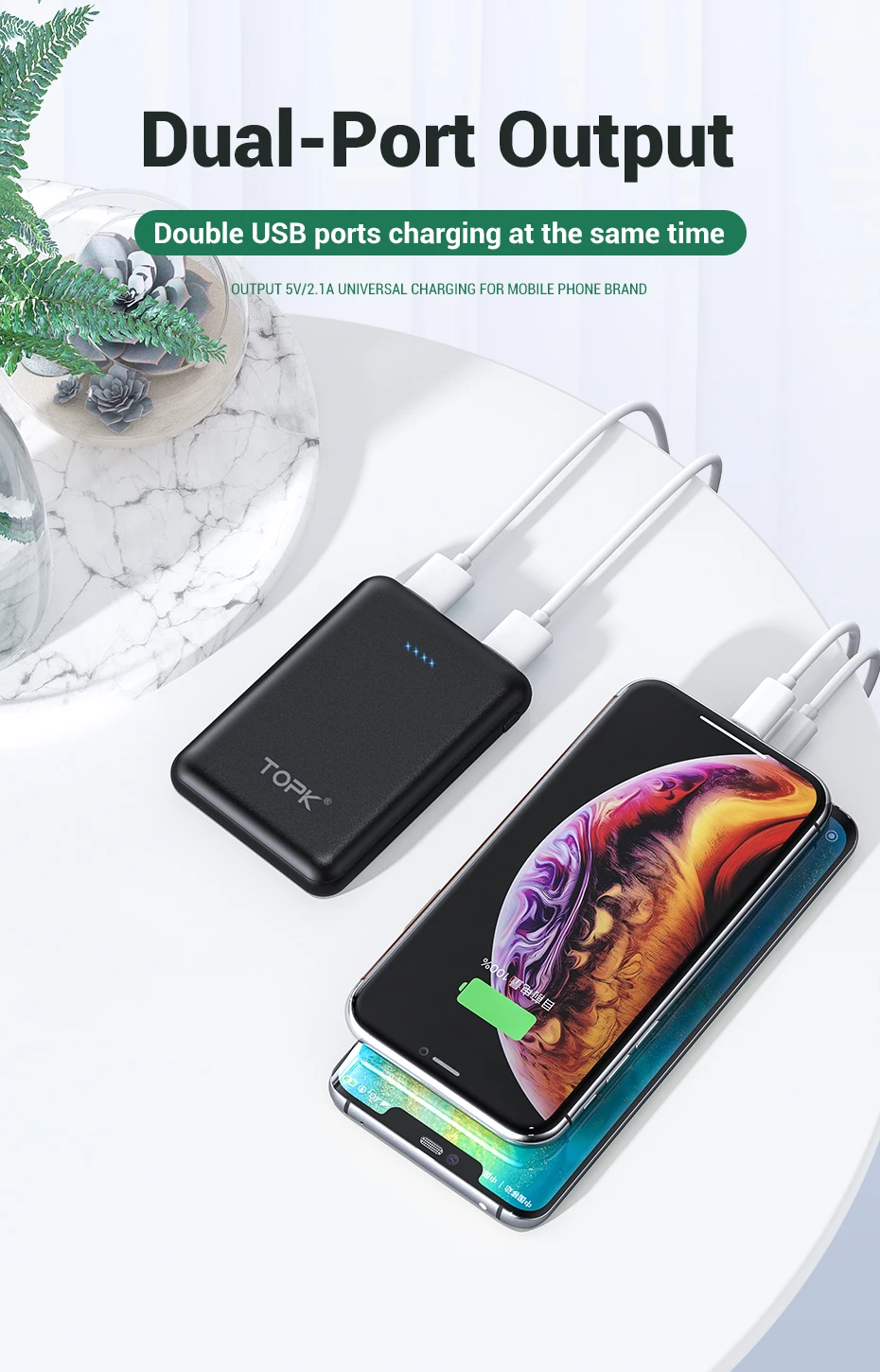 TOPK mi ni power Bank 5000 мАч портативное зарядное устройство power bank для iPhone Xiaomi mi 9 huawei samsung Внешний аккумулятор повербанк