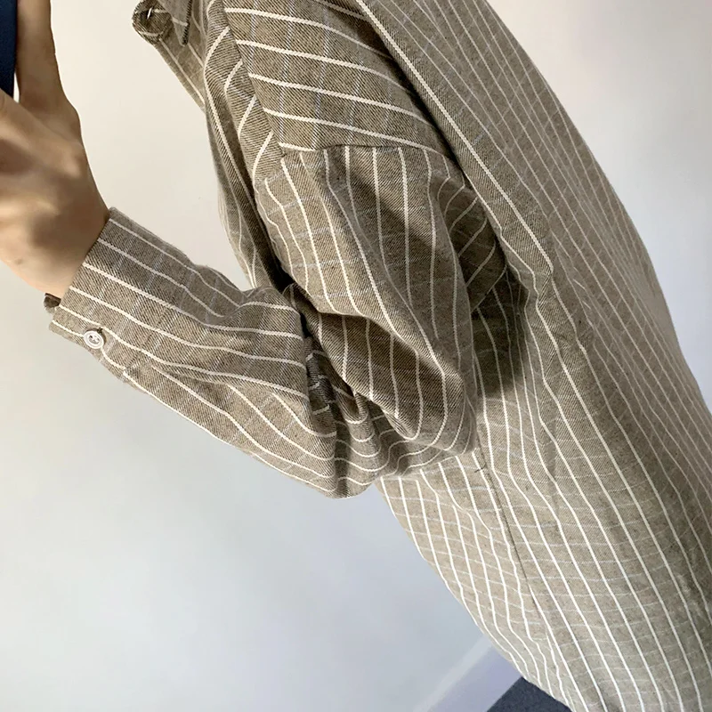 Женская винтажная рубашка в клетку Повседневная Свободная блузка с длинным