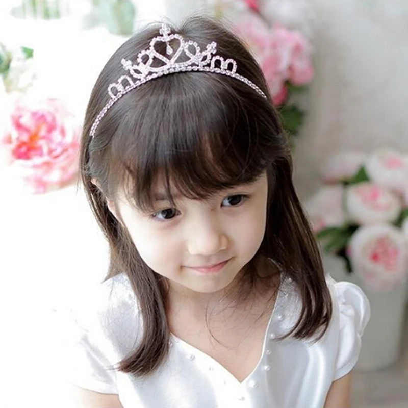 

Princess Prom Crown Headband New Valentine's Day Crystal Tiara Hairband Kid Girl Princess Prom Crown Party Show Accessiories