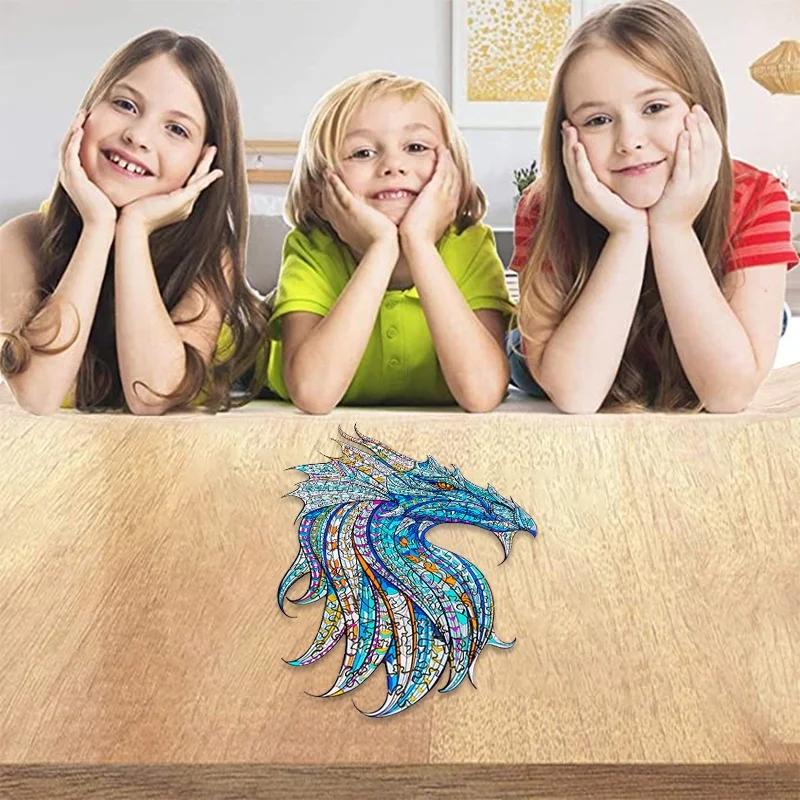 

Dragon Wooden Puzzles Animal For Adults Children Wood DIY Crafts 3D Educational Puzzle Each Piece is Animal Shaped Jigsaw
