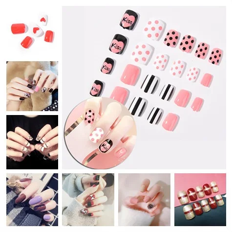 24 шт./компл. блестящие накладные ногти французский лак для ногтей на каждый день