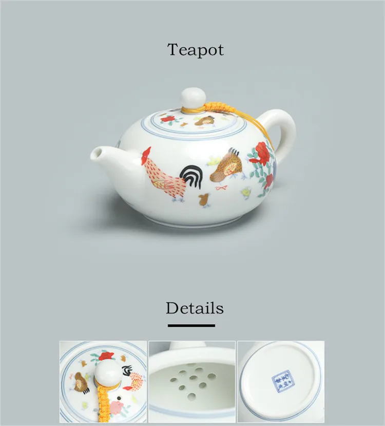 

Chinese Traditional Tea Set Ceramic Retro Rooster Teapot with Filter Holes 200ml Archaistic Small Services Puer Tea Coffee Pot