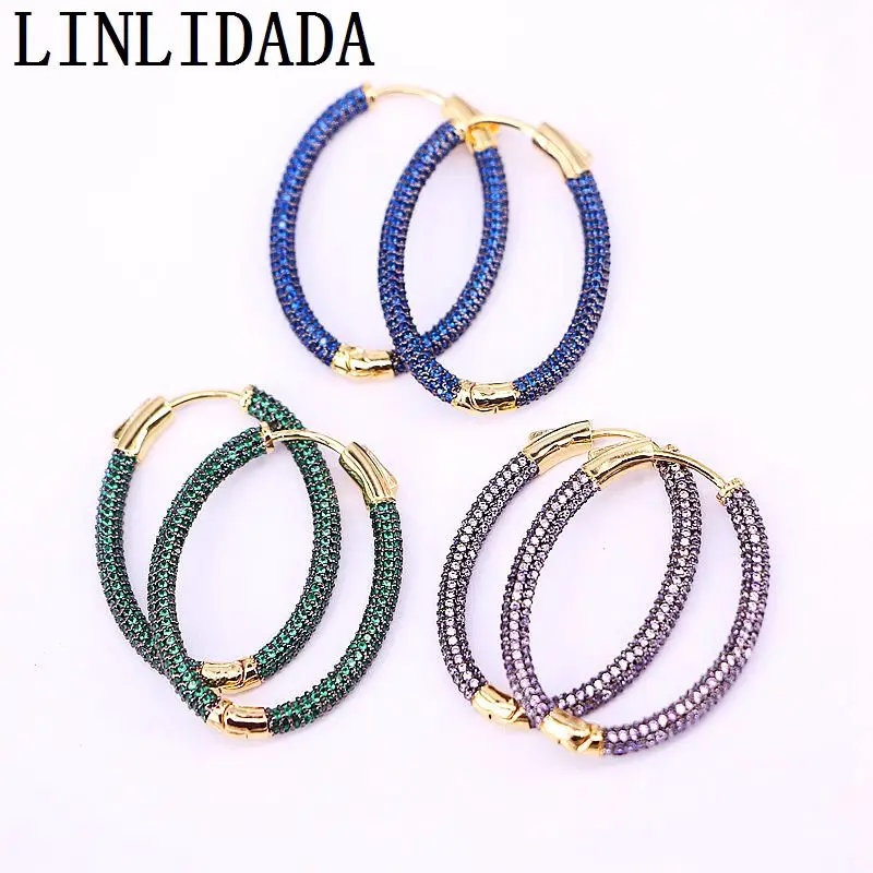 4 пары овальных фианитов cz модные серьги-кольца разноцветные CZ обручи ювелирные изделия для женщин