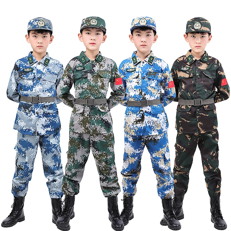 

Camouflage Military Costumes For Children Tactical Combat Uniform Jacket Pants Set Summer Camp Training Hunting Army Suit 4PCS