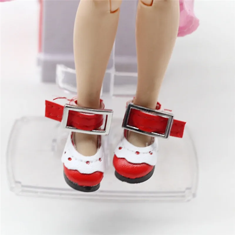 Красный 1 пара 2,8 см обувь подходит для Blyth Licca Jb Pullip кукла мини игрушка обувь для русской куклы 7 цветов кружевная обувь для 1/6 BJD куклы - Цвет: Красный