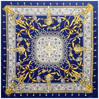 high quality luxury fashion women silk scarves shawls 130130cm printed chain rope bandana women silk scarves square scarf wraps