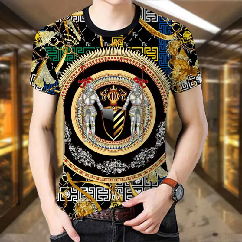 

2021 summer new men's short-sleeved t-shirt men's clothes trendy casual suit 4XL large size sports two-piece suit