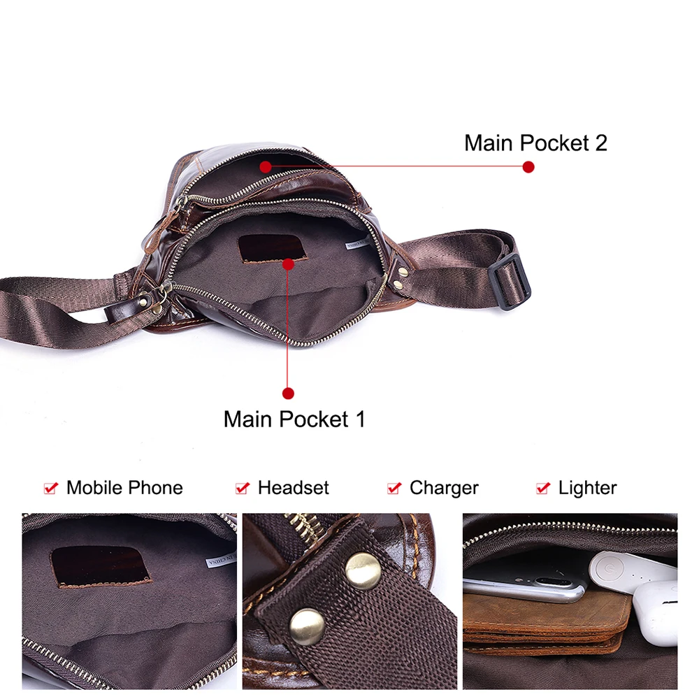 

JOYIR Genuine Leather Leg Bag Waist Pack for Men Fashion Motorcycle Fanny Pack Belt Bags Phone Pouch Travel Male Waist Bag