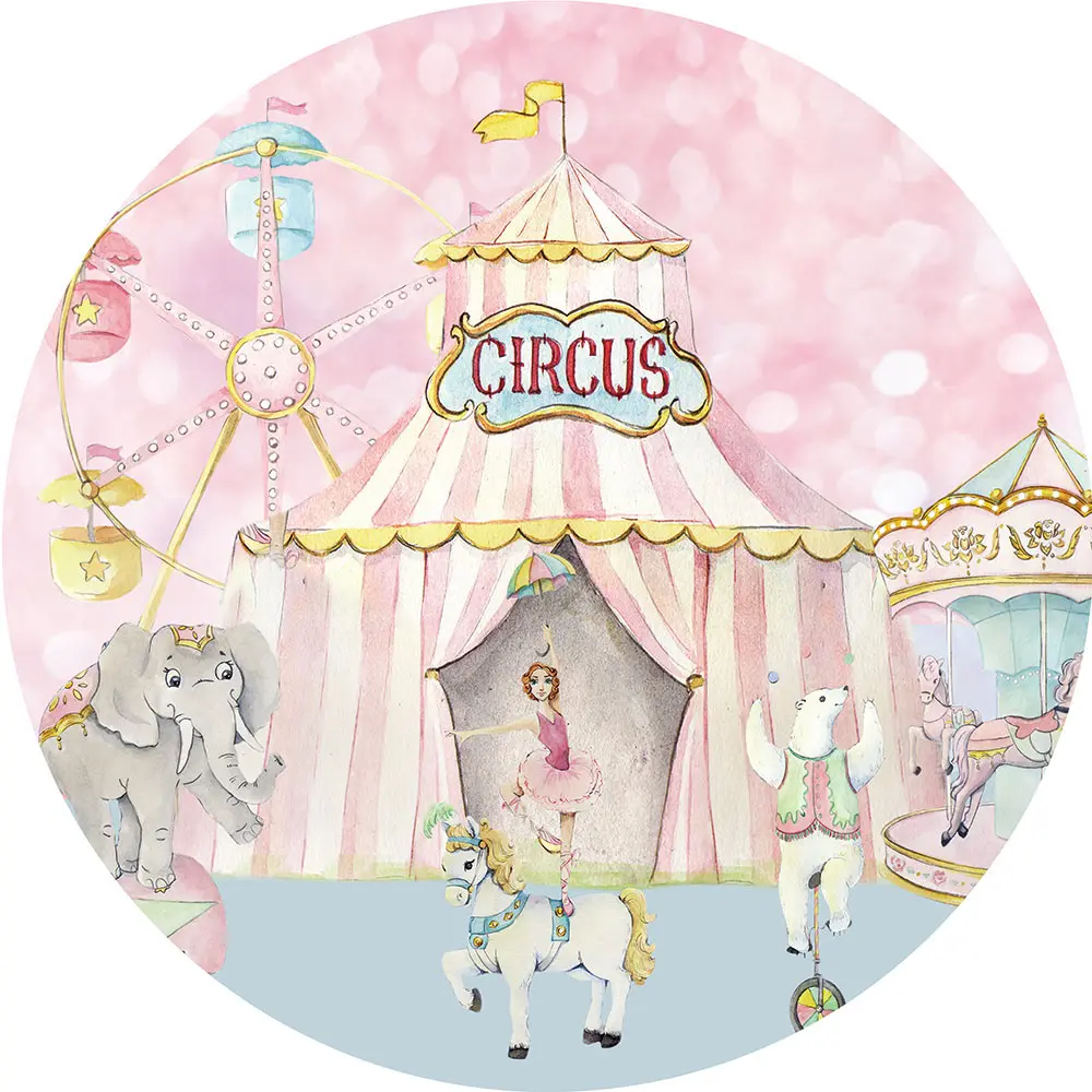 

Цирк День Рождения Вечеринка круглый фон крышка дети занавеска баннер круг крышка эластичная ткань Econ полиэстер фон